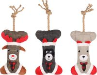 Flamingo Beto Speelgoed Hond Kerst Hs Beto Been+touw Assortiment Ass - 1 Stuk
