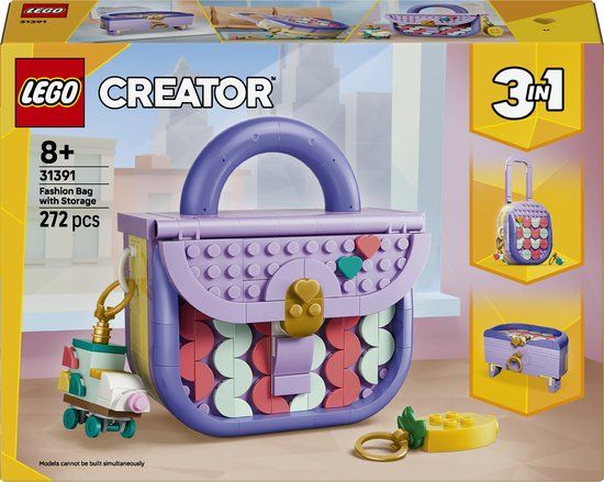 LEGO Creator 3in1 Stijlvolle Tas met Opbergruimte, Koffer en Opbergdoosje Speelgoed 31391