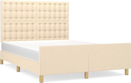 vidaXL Bedframe Stof Crèmekleurig 140x190 cm