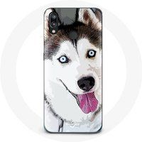 Maniacase Hoesje voor Huawei P20 Lite Siberische witte Husky blauwe ogen