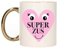 Bellatio Decorations Cadeau koffie/thee mok voor Zus - goud - Super Zus - keramiek - 300 ml