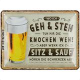 Nostalgic-Art Retro metalen bord, 15 x 20 cm, "Wo ich geh und steh - Bier - Geschenk Idee als bar-accessoire, van metaal, vintage design met spreuk, metalen borden spreuken, bierdecoratie