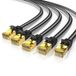 Primewire set de 5 pièces de câble LAN, CAT 7, câble réseau plat, 10 Gbit/s, blindage U/FTP PIMF, connecteurs RJ45 plaqués or, gaine en coton, câble de raccordement, 5 pièces, 0,5 mètre, noir