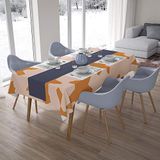 Bonamaison Tafelkleed, Anti-Mold, Sneldrogend, Waterdicht, 100% Polyester Tafellaken, Oranje, gebroken wit, 140 x 200 Cm - Ontworpen en Vervaardigd in Turkije