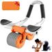 Abdominal trainer - Abdominal trainer with double wheels - Elbow support - Knee mat - 100 kg load capacity