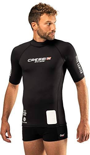 Cressi Rash Guard Man Black Dive Center - Men's Short Sleeve Protective Jersey - UV 50+