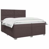 vidaXL Boxspringbed met matras, donkerbruin, 200 x 200 cm, met stoffen bekleding