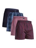 DANISH ENDURANCE Losse Boxershorts biologisch katoen Heren Ondergoed - Knoopgulp - 4-pack - Blauw Rood Mix - Maat 3XL