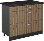 Vicco Keukenonderkast R-Line, Artisanaal eiken/Antraciet, 100 cm antraciet werkblad