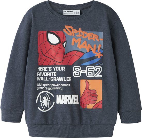 NAME IT - NMMACTOR SPIDER NREG SWEAT BRU MAR - Jongens - Sweaters - Maat 110