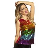 Boland - Top Pailletten regenboog (M) - Volwassenen - Showgirl - Pride