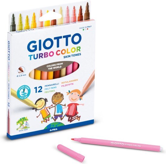 Giottos Viltstiften Turbo Color Junior Huidtonen 12 Stuks