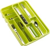 Plasticforte 2x stuks bestekbakken - houders - 2 lagen - 40 x 30 x 7 cm - groen - kunststof - keuken lade opbergers