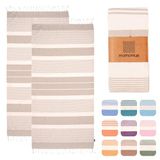 MOMOMUS Fouta Strand XL, 2 stuks, 90 x 180 cm, 100% katoen, beige