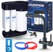 Aquaphor Morion Robinet de cuisine 3 voies avec filtre à osmose inverse, bec pivotant, laiton noir et chromé