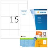 HERMA 4618 universele etiketten A4 (70 x 50,8 mm, 200 velle, papier, mat) zelfklevend, bedrukbaar, permanente klevende adreslabels, 3.000 etiketten voor printer, wit