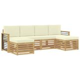 vidaXL - Buiten - bank - set - 6 - st - Wit - en - crèmekleurig - Polyester