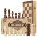 Jeu d'échecs en bois, 2-en-1, 38x38 cm, pliable, avec aimants, fait main
