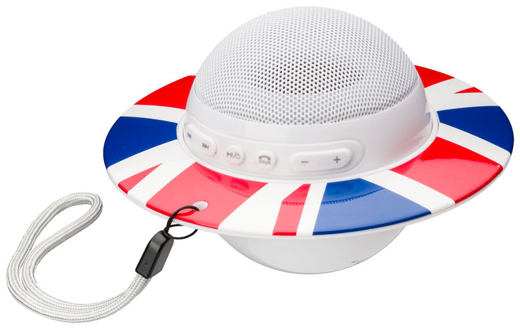 BigBen Draadloze waterproof bluetooth speaker + handige accessoires - Great Britain wit, blauw, rood