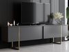 LUXANA meuble TV-HiFi 2 portes anthracite/doré