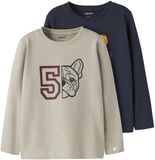 NAME IT NMMVUX 2P LS TOP Jongens Lange mouwen shirts 2 stuks Katoen Elastaan Island Fossil Maat 92