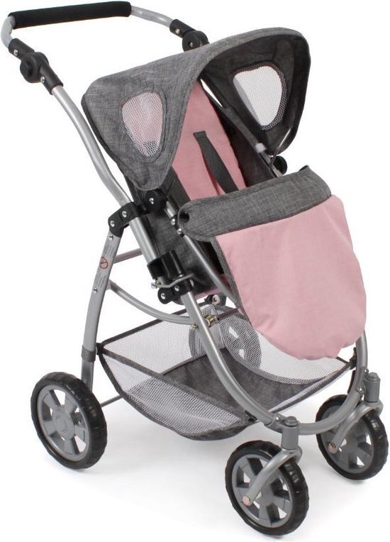 BAYER CHIC BAYER CHIC 2000 Combi Poppenwagen 3 in 1 EMOTION ALL IN Melange grijs roze