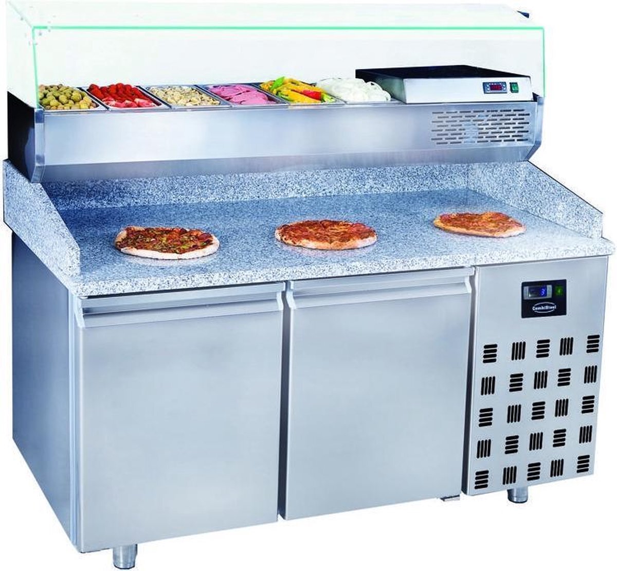 - Professionele Pizzawerkbank | 2 Deuren | RVS | | 7489.5220 | Horeca grijs