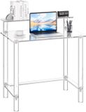 Vevor Acryl Computerbureau 2-laags Kantoortafel met Monitorstandaard, Modern Bureau (draagvermogen 60 kg) voor Slaapkamer Kantoor Studeerkamer Garderobekast, 50 x 80 x 88 cm (Transparant)