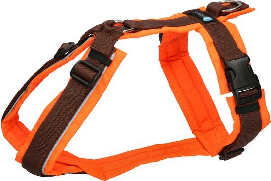 AnnyX Hondentuig - Y-tuig - Reflecterend - Bruin/Neonoranje - Maat S