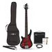 Gear4music Chicago 5-snarige Linkshandige Trans Red Basgitaar + 15 W Versterker