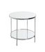 HAKU Ronde bijzettafel chroom metaal poten met verstelmogelijkheid spiegel 5 mm sofatafel salontafel rond - Maat: H 46 cm x Ø 44 cm, Stijl: Art Deco