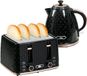 HOMCOM Bouilloire et grille-pain Ensemble - Ensemble petit-déjeuner - Ensemble de cuisine rétro nid d'abeille - Noir