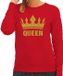 Bellatio Decorations Koningsdag Sweater Queen Dames M Rood Katoen