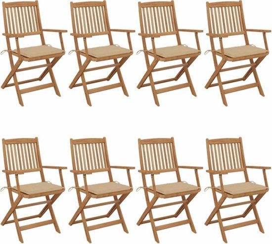 vidaXL Tuinstoelen 8 stuks inclusief kussens massief acaciahout