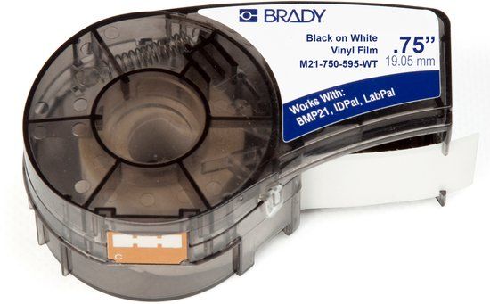 Brady M21-750-595-WT printeretiket Zwart, Wit Zelfklevend printerlabel