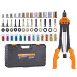 VEVOR Klinknagel Moer Gereedschap, 16" Klinknoot Tool Kit met 13 STKS Metrische en SAE doorns, 186 STKS Klinknagel Moeren, Semi-automatische intrekking, M3, M4, M5, M6, M8, M10, M12, 1/4-20, 5/16-18