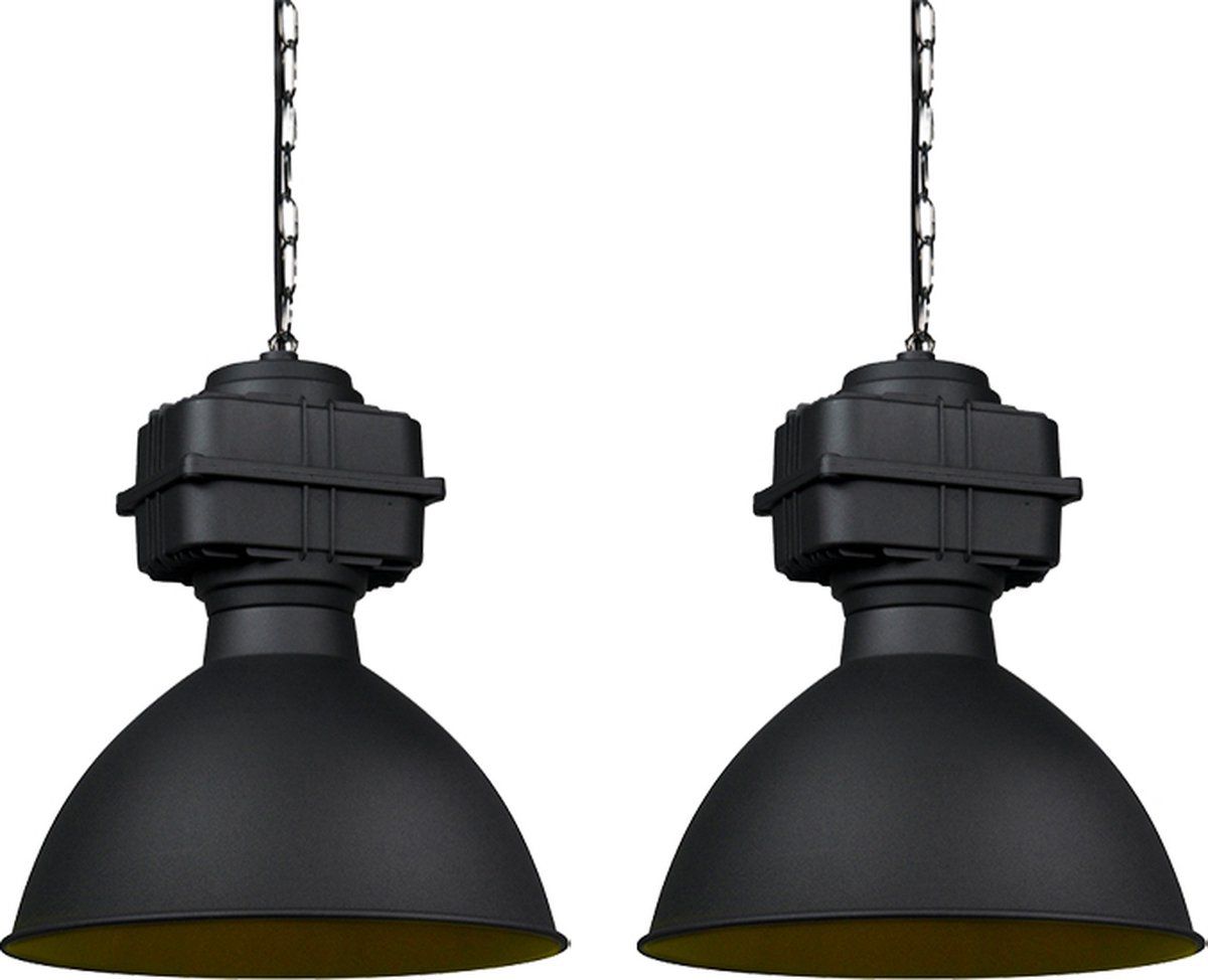 QAZQA Sicko - Industrial Pendant Lamp - 2-Light - H 1500 mm - Black