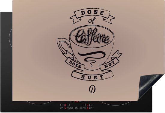 KitchenYeah® Inductie beschermer 76x51.5 cm - Koffie - Retro - Quotes - Inductie kookplaat accessoire