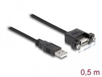 Delock Cable USB 2.0 Type-A male > USB 2.0 Type-A female panel-mount 0.5 m