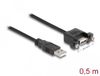 Delock Cable USB 2.0 Type-A male > USB 2.0 Type-A female panel-mount 0.5 m