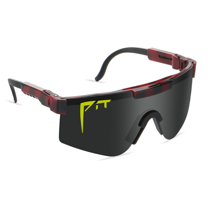 PIT VIPER PIT VIPER Gepolariseerde Zonnebril - Fiets Ski Sport Bril Shades UV400 Rood Zwart