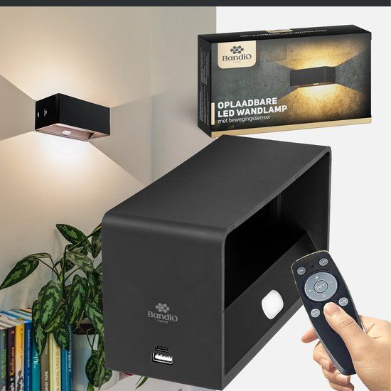 BandiO® - LED Wandlamp - Oplaadbaar - Met Sensor & Afstandsbediening