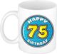 Bellatio Decorations Verjaardag cadeau mok - 75 jaar - blauw - 300 ml - keramiek
