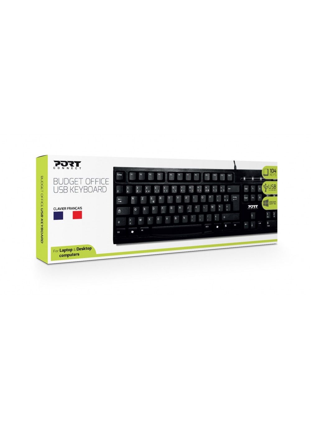 PORT Designs 900753 - Toetsenbord - AZERTY - USB - Zwart