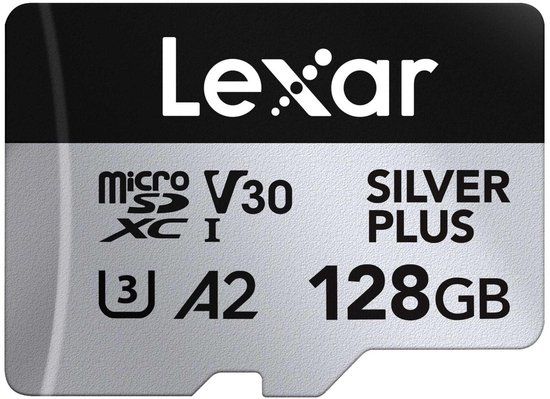 Lexar microSDXC Silver Plus UHS-I 128GB - Lezen 205MB/s, Schrijven 150MB/s - V30