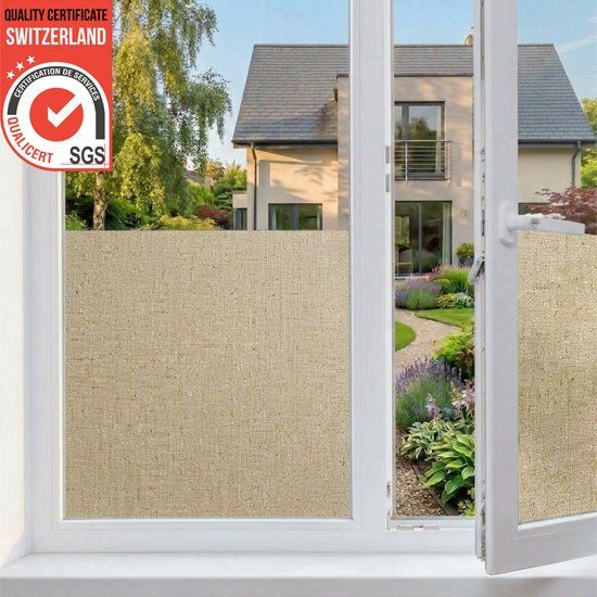 Homewell Textiel Raamfolie HR++ 70x300 - Isolerend & Zonwerend - Anti inkijk - Statisch - Linnenlook Koffie
