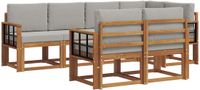 vidaXL - Hoek loungeset - 7 zitplaatsen - Acacia hout - Naturel en lichtgrijs