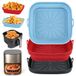 Alyvisun Air Fryer Siliconen Pot, 3 Stuks Airfryer Liners Herbruikbare Heteluchtfriteuse Pan Mand Vierkant Opvouwbare Tray Rack Basket voor Lucht Frituur, Magnetron, Oven (Rood+Zwart+Lichtblauw)