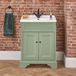 Hudson Reed Thornton Rétro Meuble de salle de bain – Vert pastel – 63 cm – Avec lavabo – Poignées rondes noires