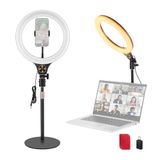 NEEWER Entry Level N22 Bureaulamp, 26,7 cm (10,5 inch), met houder/mobiele telefoonhouder, compatibel met iPhone/afstandsbediening, 10 W LED-verlichting voor streaming, make-up, selfie